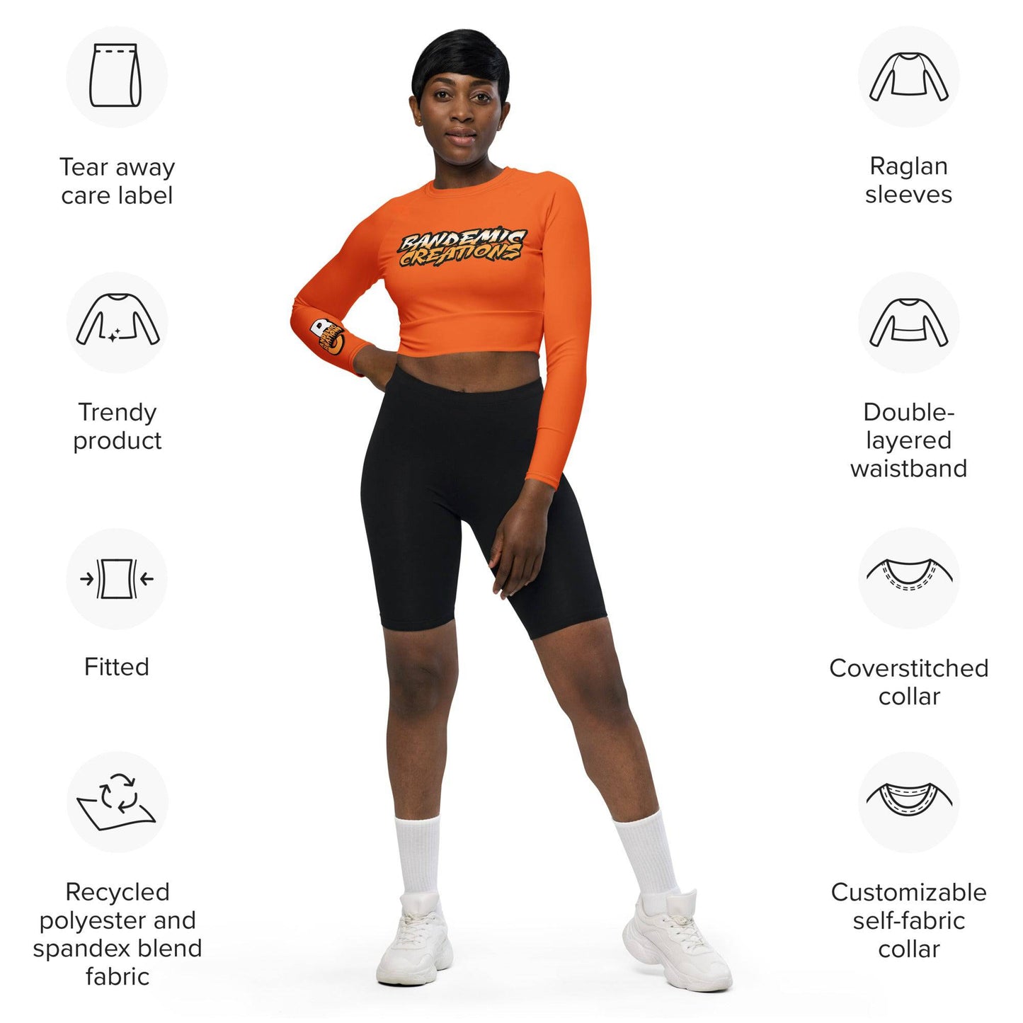 Orange BC Long-Sleeve Crop Top