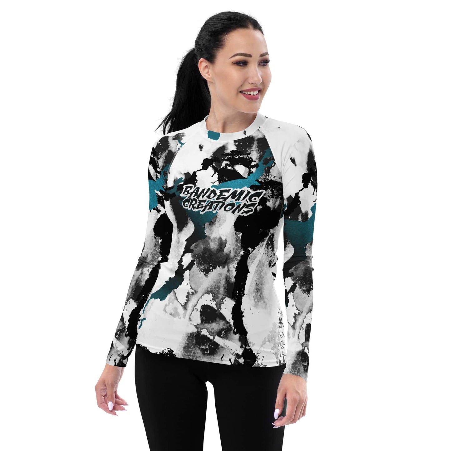 Abstract Blue Rash Guard Set