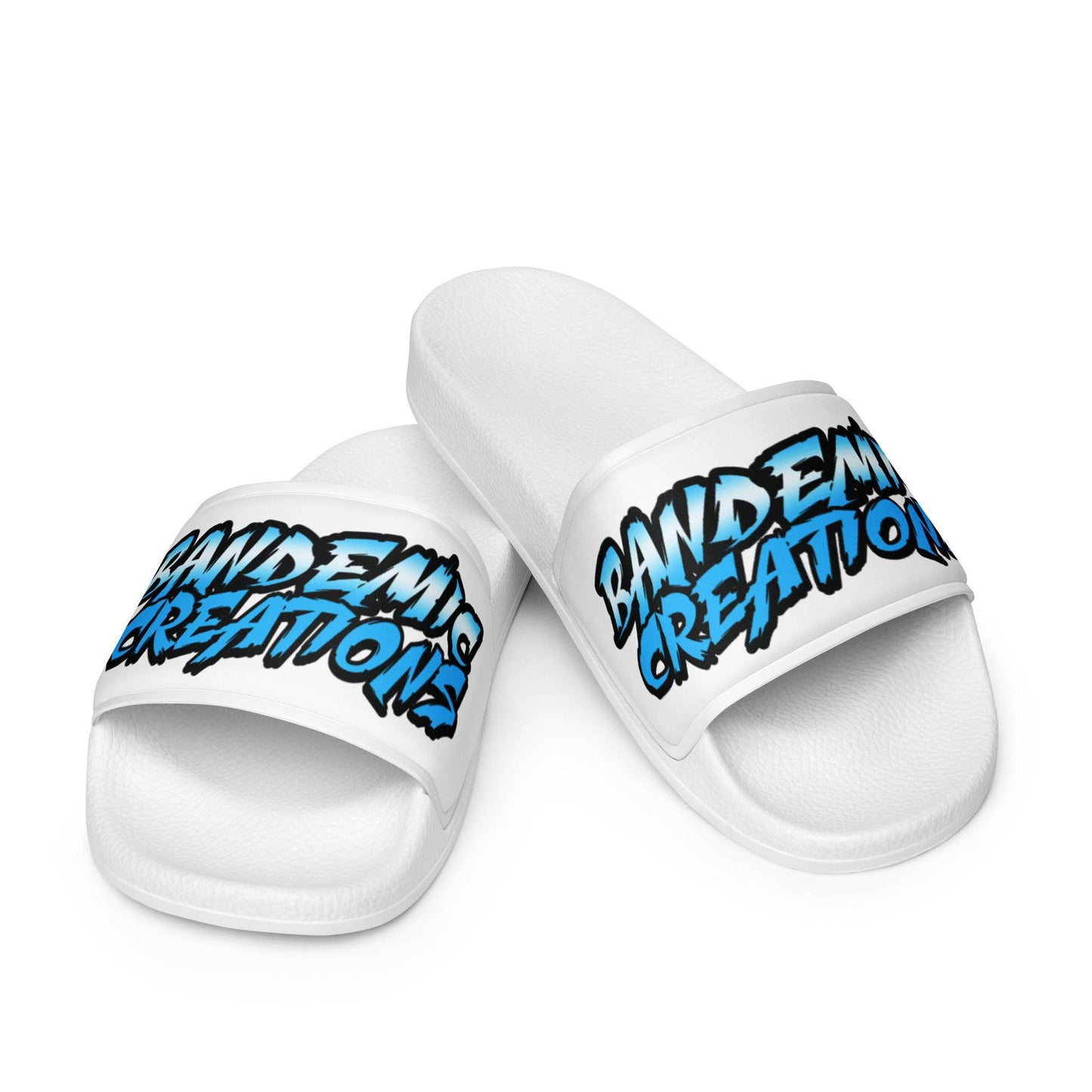 White/Blue BC Slides - BandemicCreations 