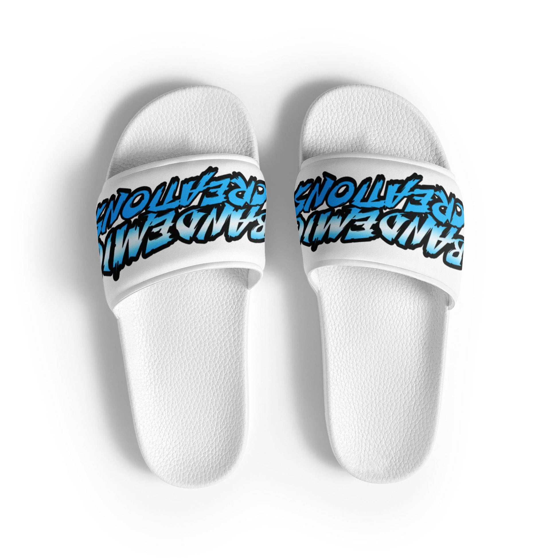 White/Blue BC Slides - BandemicCreations 