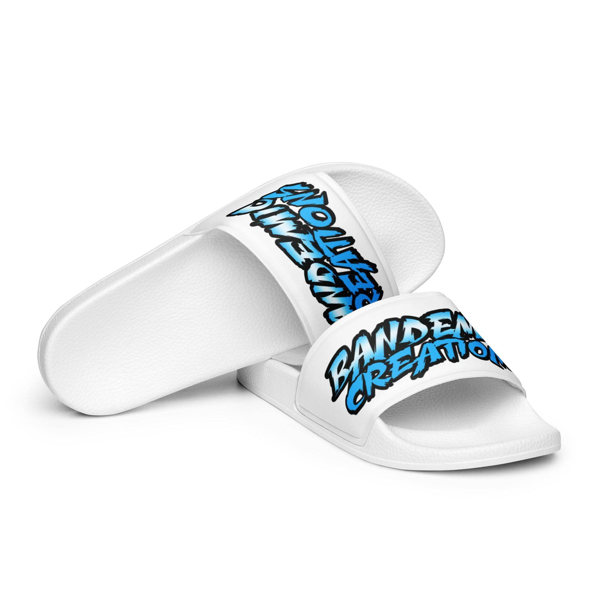 White/Blue BC Slides - BandemicCreations 